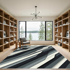 Minimalist Monochrome Diagonal Abstract Stripe Rug