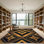 Golden Aztec Diamond Geometric Rug