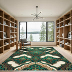 Emerald Gold Ornate Arabesque Rug