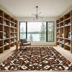 Geometric Brown Wood Lattice Cross Rug