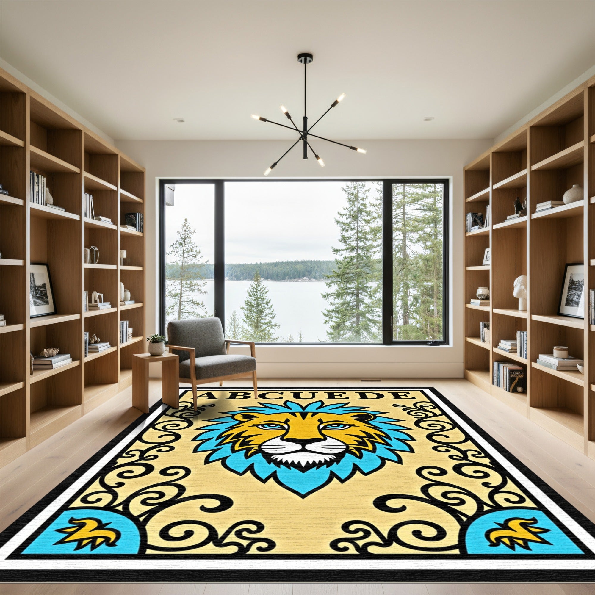 Bold Gold Lion Abc Border Rug