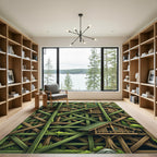 Geometric Forest Cabin Wood Trellis Rug