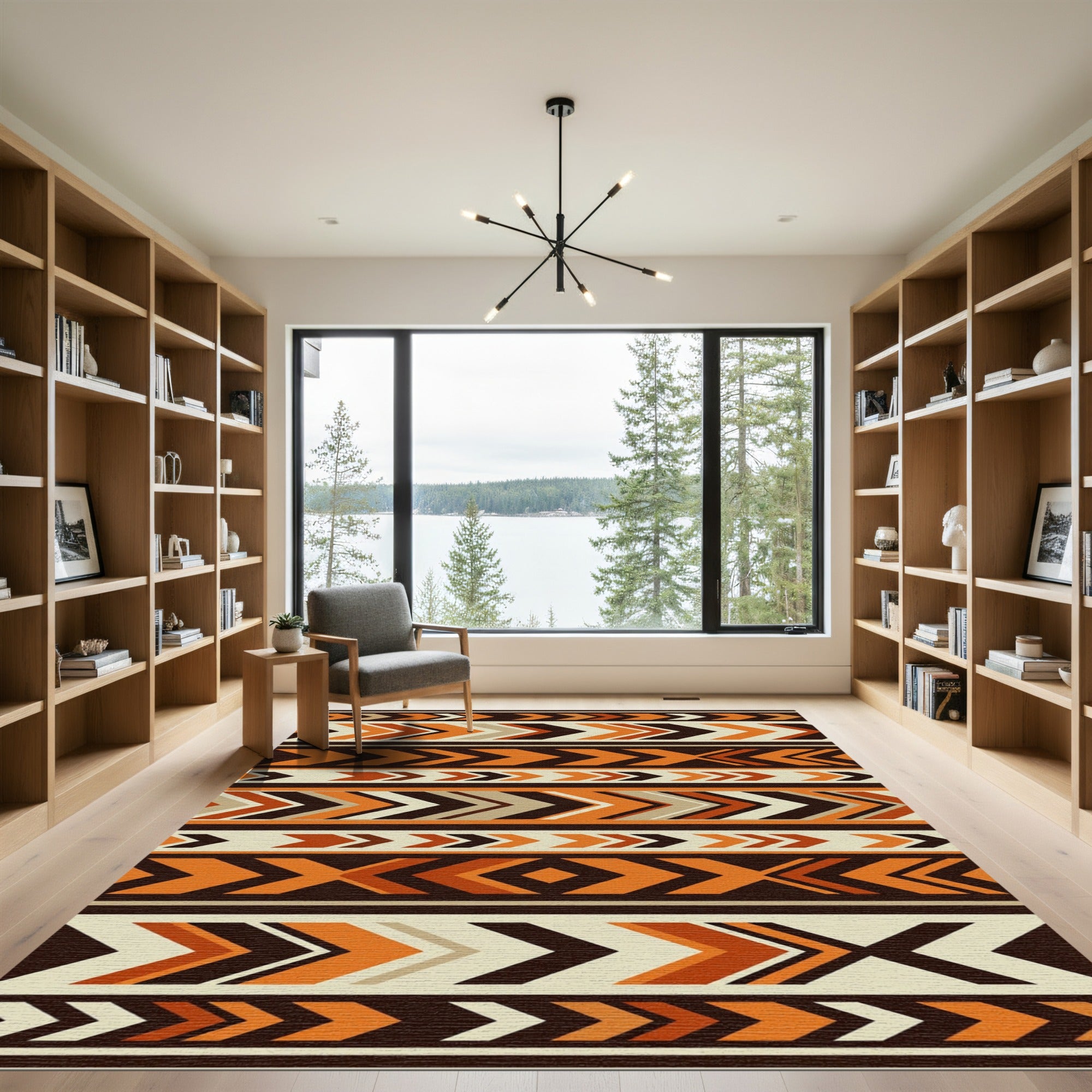 Earthy Geometric Arrow Stripe Rug
