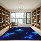 Teal Nebula Swirl Starry Night Rug
