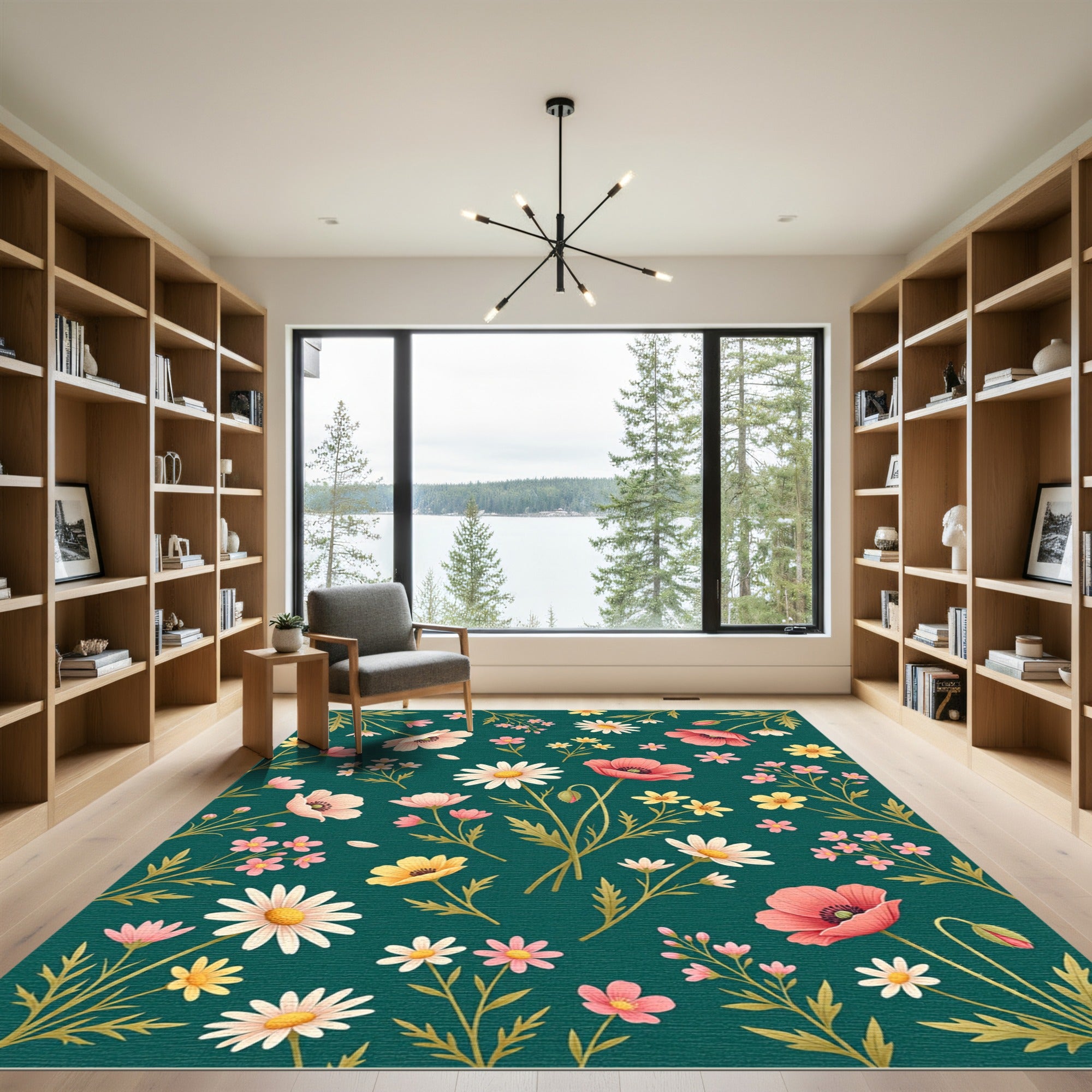 Coral Pink Daisy Botanic Garden Rug