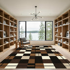 Modern Earthy Tone Geometric Checkered Rug