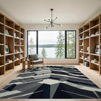 Monochromatic Geometric Architectural Descent Rug