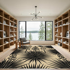 Black Yucca Flower Palm Leaf Rug