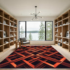 Geometric Copper Interlocking Linear Labyrinth Rug