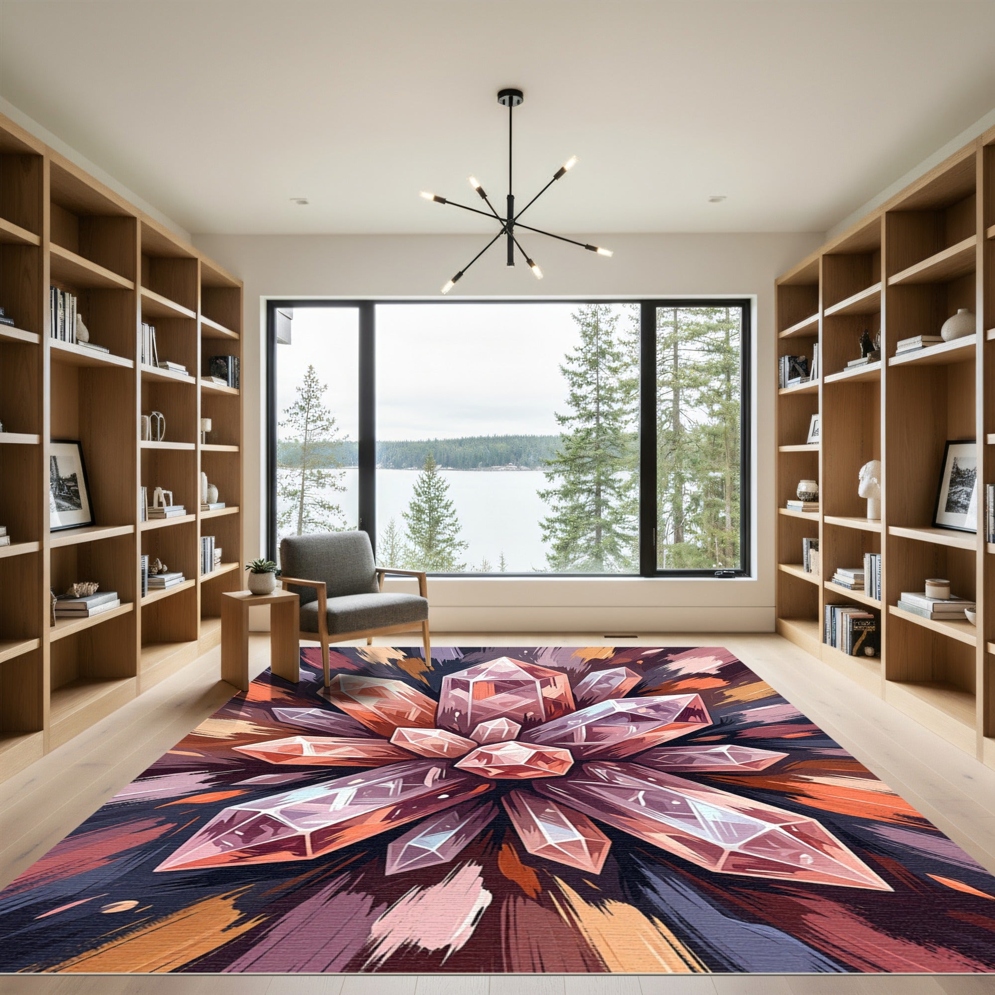 Radiant Amethyst Quartz Crystal Burst Rug