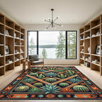 Southwestern Succulent Cactus Geometric Grid Rug