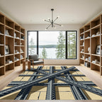 Industrial Gray Steel Crosshatch Rug