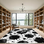 Black White Splatter Dog Portrait Rug