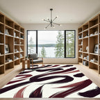 Abstract Ink Brush Stroke Crimson Rug