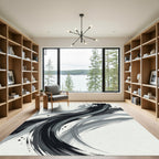 Monochromatic Swirl Abstract Brushstrokes Rug