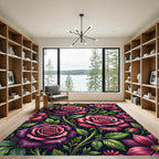 Dark Romantic Rose Floral Botanical Rug