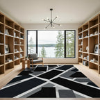 Monochromatic Geometric Collage Tiles Rug