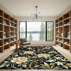 Cream Floral Vine Garden Rug