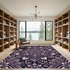 Elegant Deep Purple Floral Mandala Rug