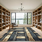Earthy Tone Slatted Wood Weave Rug