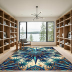 Cerulean Starburst Geometric Medallion Rug