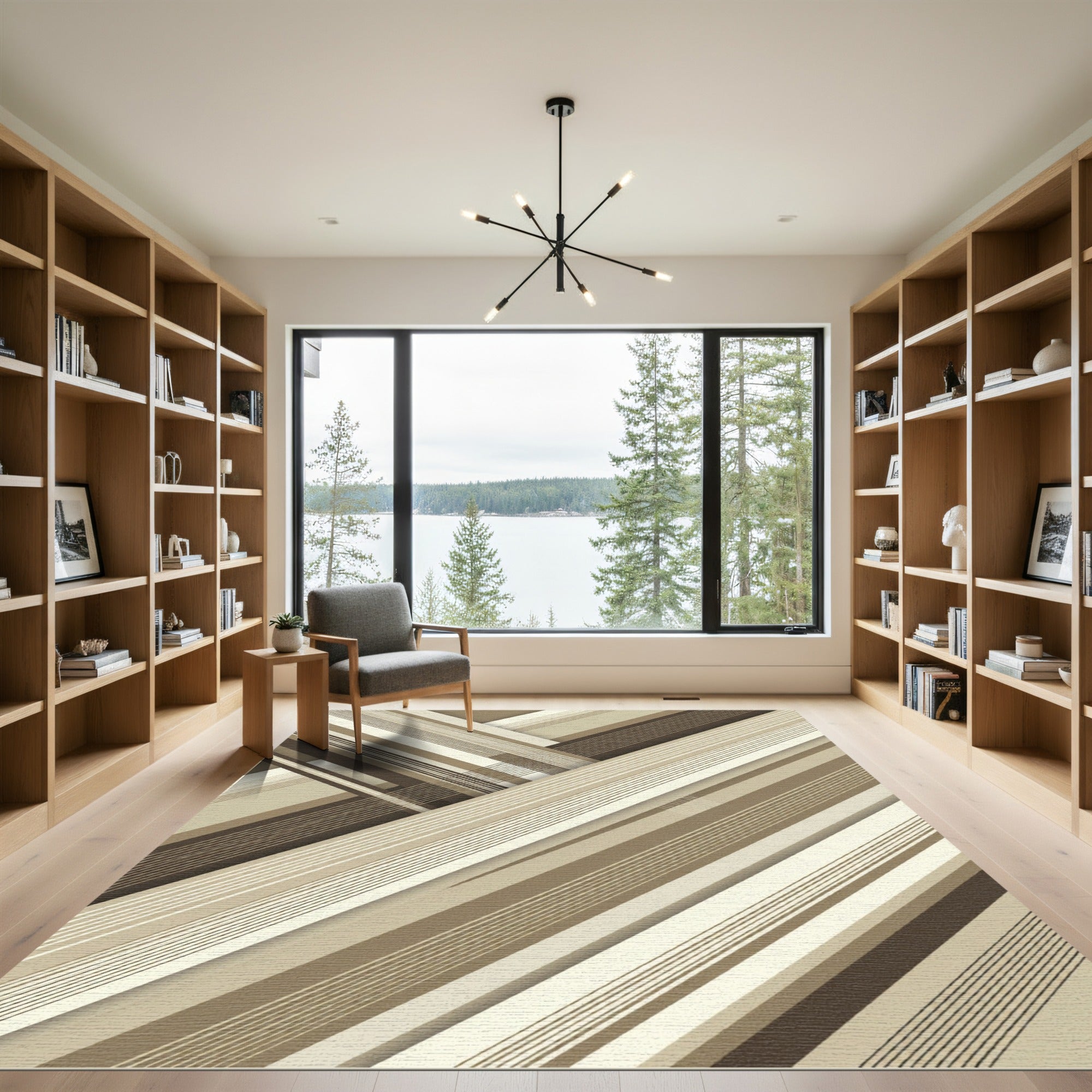 Modern Earth Toned Diagonal Stripe Rug