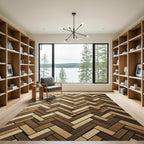 Two Tone Herringbone Wood Plank Rug