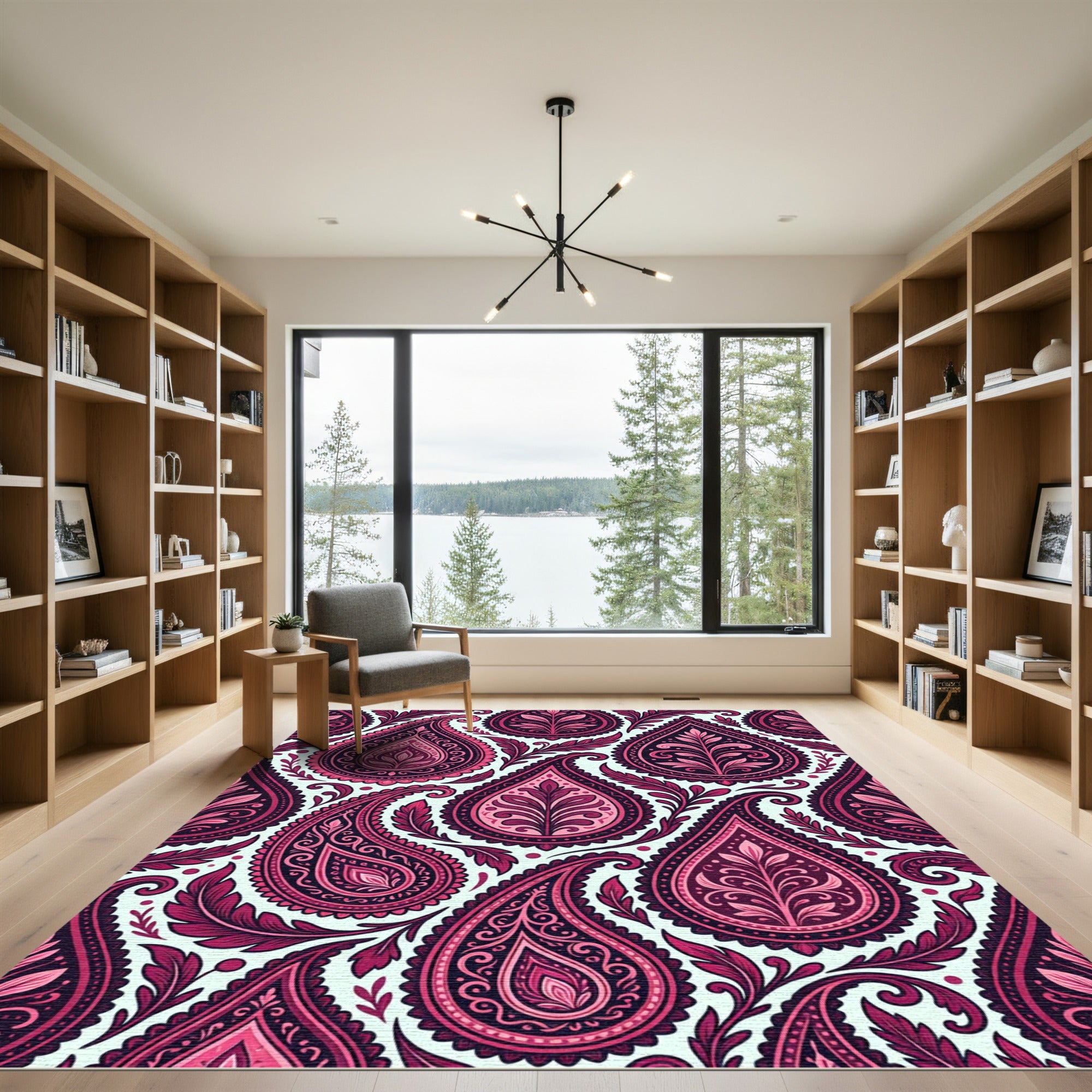 Fuchsia Paisley Floral Medallion Rug