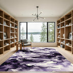 Deep Purple Ink Wash Mountain Panorama Rug