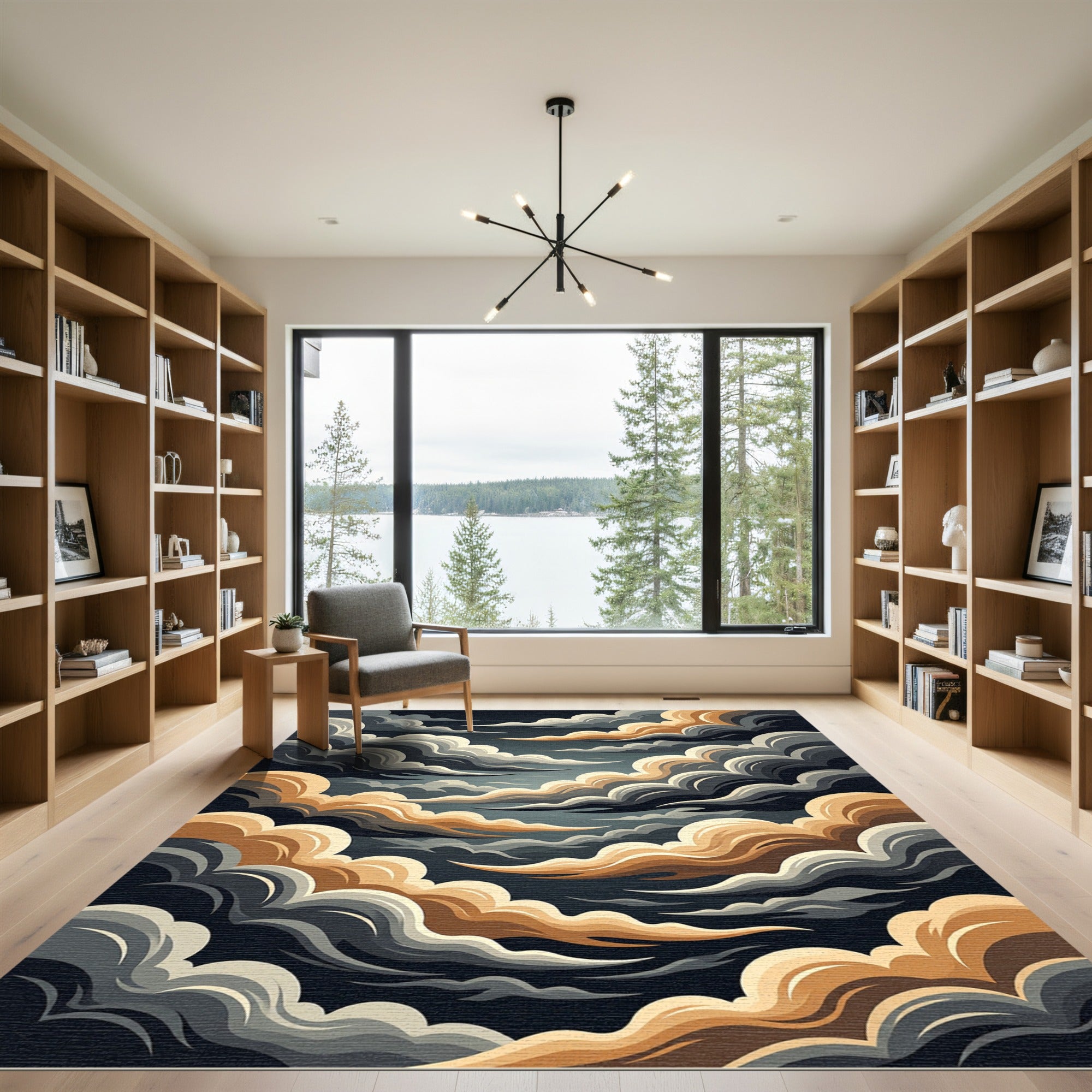 Dramatic Golden Clouds Floating Sky Rug
