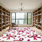 Whimsical Pink Ribbon Bow Confetti Rug