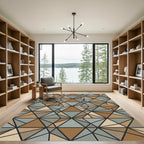 Geometric Earth Tone Triangulated Abstract Art Rug