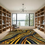 Golden Leopard Zebra Swirl Rug