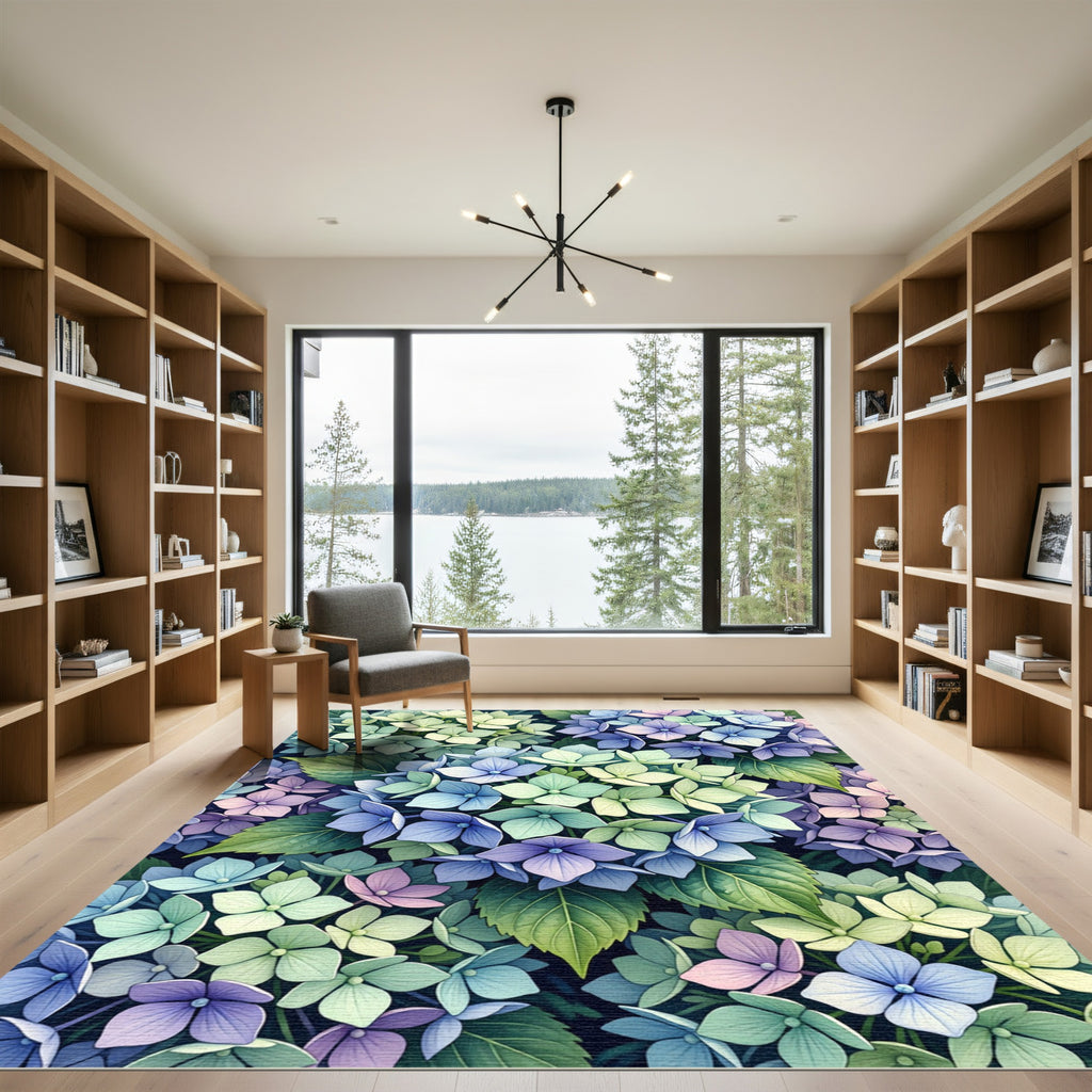 Pastel Hydrangea Blossom Garden Rug
