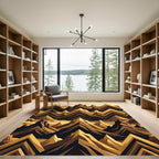 Golden Jagged Peaks Landscape Rug