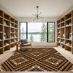 Earthy Diamond Geometric Zigzag Rug
