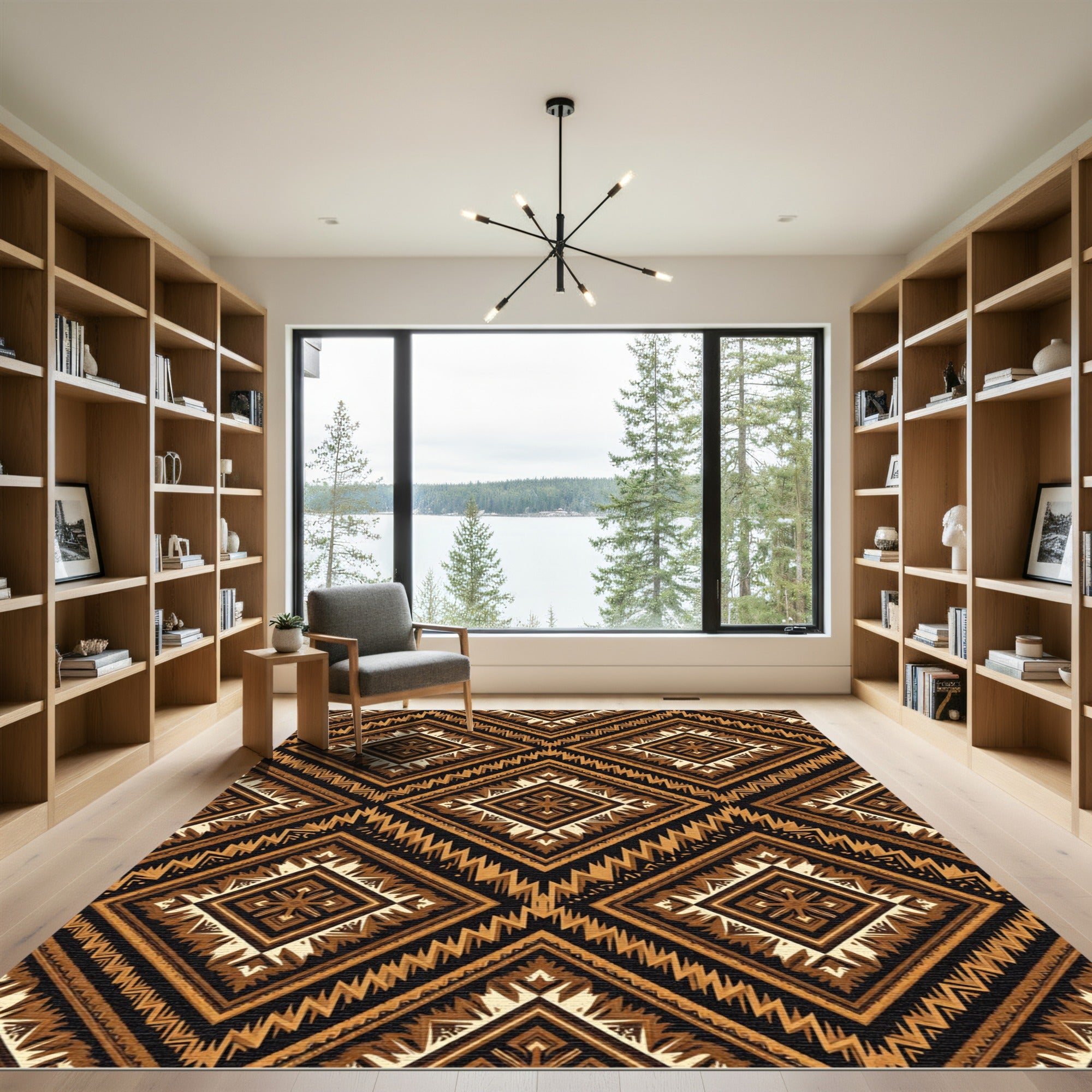 Earthy Diamond Geometric Zigzag Rug