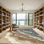 Abstract Coastal Sand And Wave Art Rug
