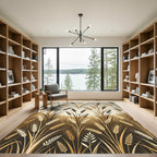 Golden Wheat Field Grass Illustration Rug