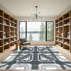 Industrial Gray Geometric Urban Street Grid Rug