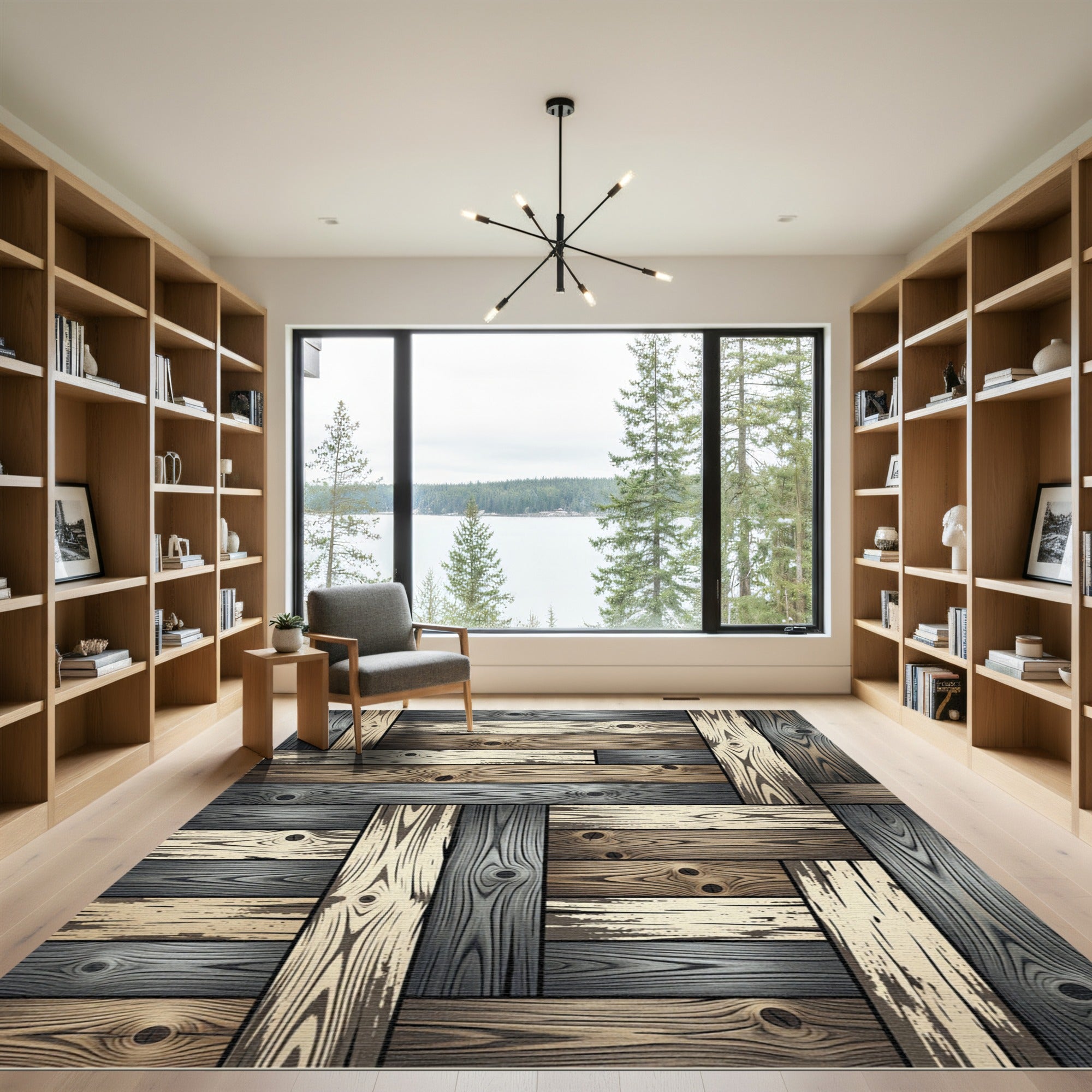 Textured Wood Grain Planks Rug