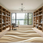 Earthy Beige Abstract Rippled Wave Rug