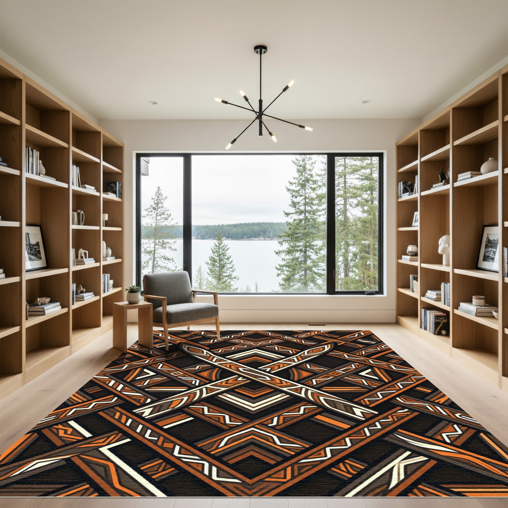 Geometric Earth Tone Tribal Abstract Rug