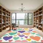 Colorful Pastel Floating Heart Mosaic Rug
