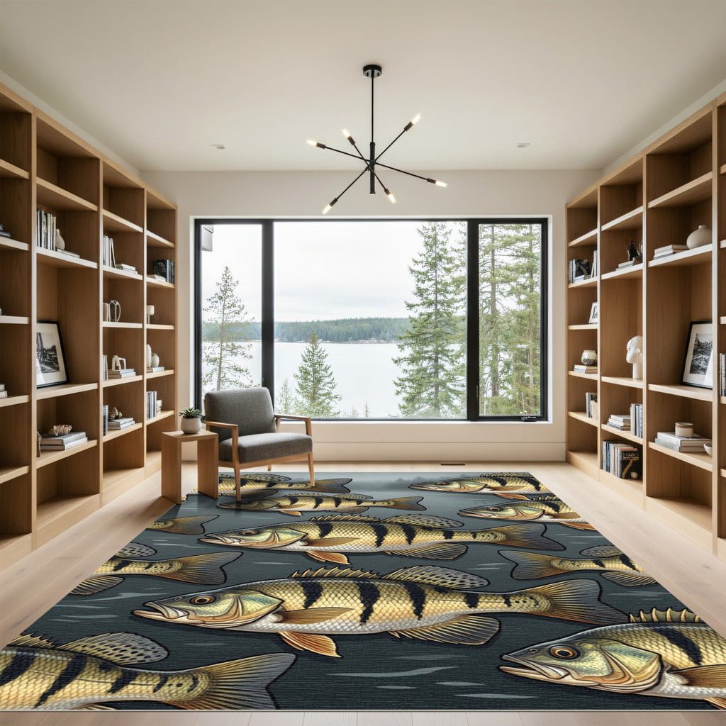 Yellow Perch Fish Schooling Waters Rug