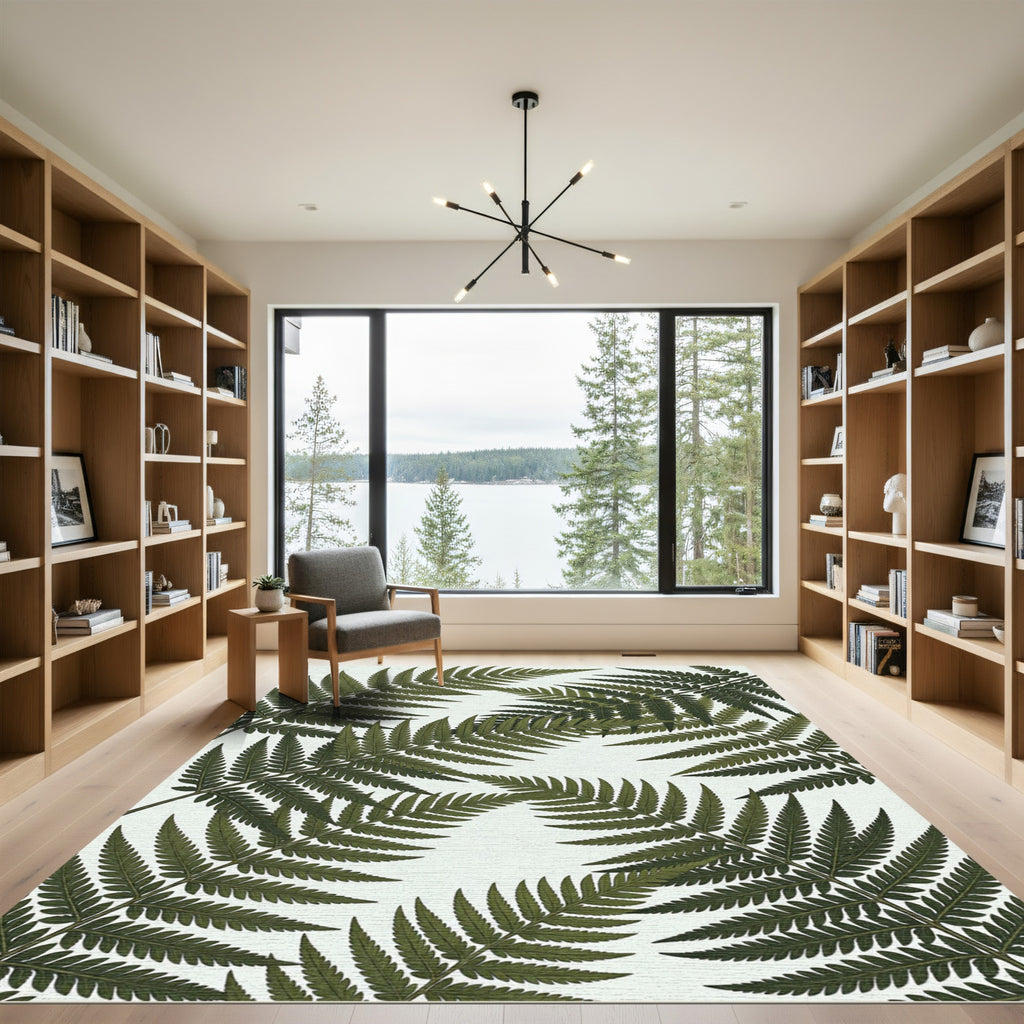 Lush Green Tropical Fern Frond Rug