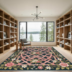 Rose Pink Garden Lattice Floral Accent Rug