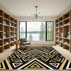 Gold and Black Geometric Triangle Rug