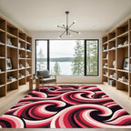 Crimson Pink Swirling Wave Abstract Rug