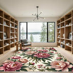 Pink Peony Blossom Garden Accent Rug